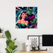 Retro Science Fiction Pin-up Poster (Thuiskantoor)