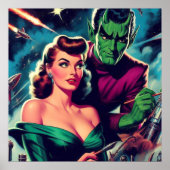 Retro Science Fiction Pin-up Poster (Voorkant)