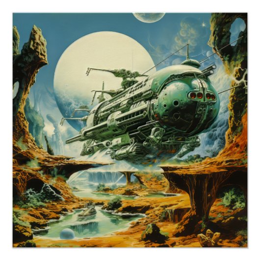 Retro Science Fiction Scene Perfect Poster (Voorkant)