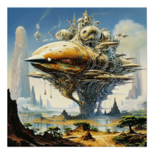 Retro Science Fiction Scene Perfect Poster