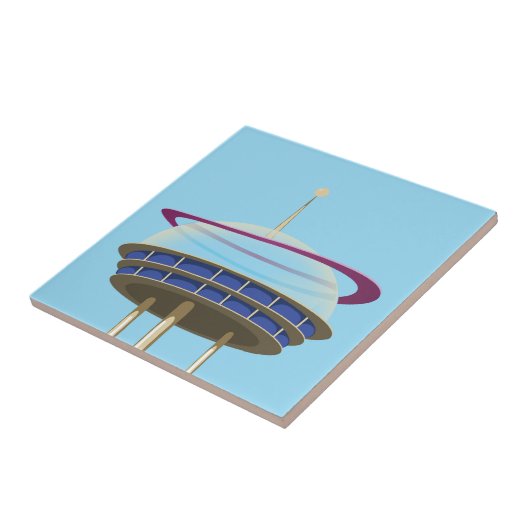 Retro Science fiction skyscraper Tegeltje (Zijkant)