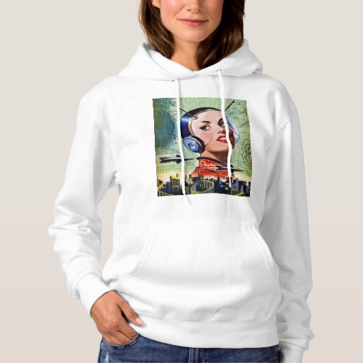 Retro Science Fiction Vrouwen Hoodie (Voorkant)