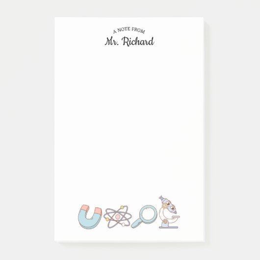 Retro Science levert wetenschapsleraar cadeau Post-it® Notes (Voorkant)