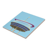 Retro sciencefiction-wolkenkrabber tegeltje (Zijkant)