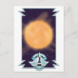 Retro sciencefictionlogo in stijl van de jaren 50 briefkaart