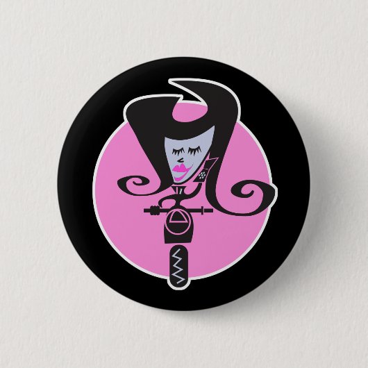retro scooter biker chic ronde button 5,7 cm (Voorkant)