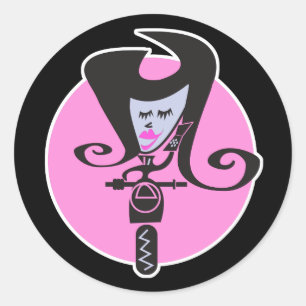 retro scooter biker chic ronde sticker
