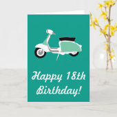 Retro Scooter Happy 18e Verjaardag Kaart (Gele Bloem)