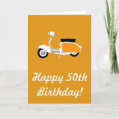Retro Scooter Happy 50th Birthday Card Kaart (Voorkant)