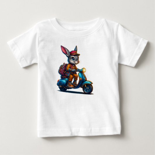 Retro scooter konijn kids T-shirt (Voorkant)