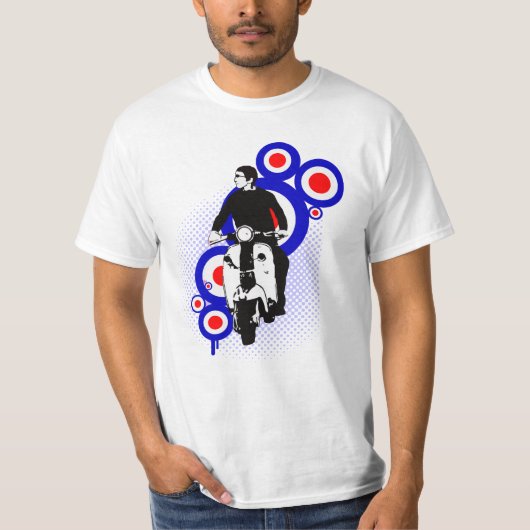 Retro scooter Rider op mod Target art T-shirt (Voorkant)