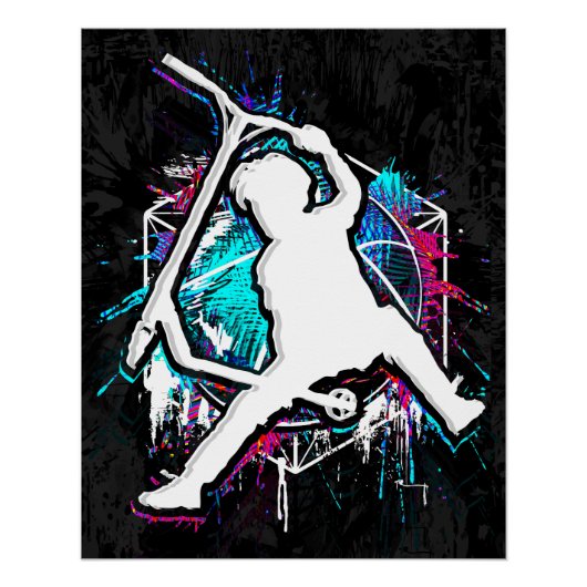 Retro Scooter - Stuntscooter - Kick Stunt Scooter Perfect Poster (Voorkant)