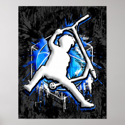 Retro Scooter - Stuntscooter - Kick Stunt Scooter Poster (Voorkant)