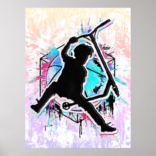 Retro Scooter - Stuntscooter - Kick Stunt Scooter Poster (Voorkant)