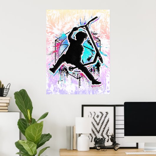 Retro Scooter - Stuntscooter - Kick Stunt Scooter Poster (Thuiskantoor)
