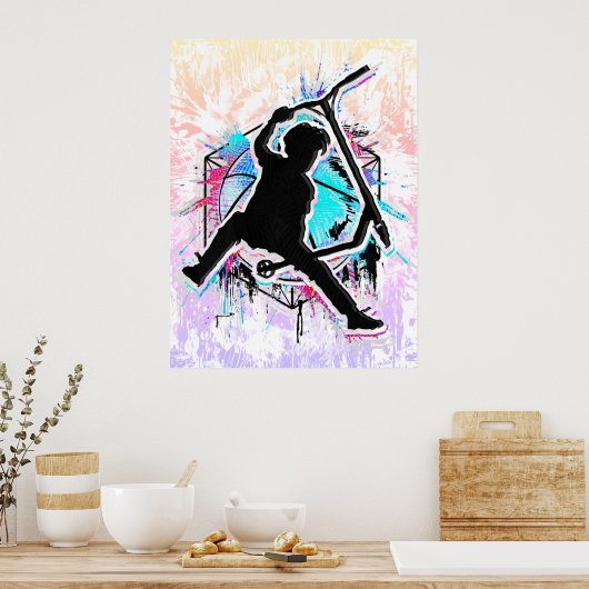 Retro Scooter - Stuntscooter - Kick Stunt Scooter Poster (Keuken)