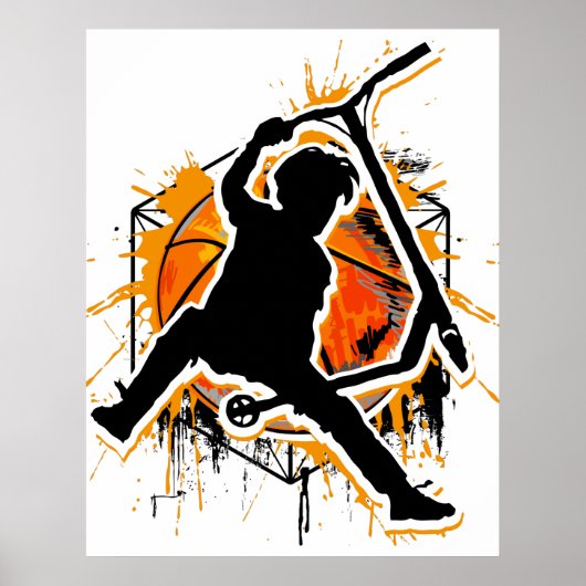 Retro Scooter - Stuntscooter - Kick Stunt Scooter Poster (Voorkant)