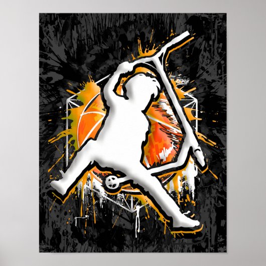 Retro Scooter - Stuntscooter - Kick Stunt Scooter Poster (Voorkant)