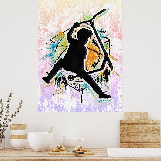 Retro Scooter - Stuntscooter - Kick Stunt Scooter Poster (Keuken)