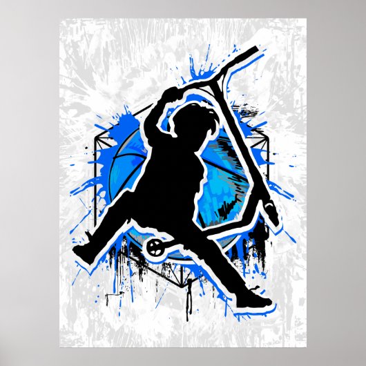 Retro Scooter - Stuntscooter - Kick Stunt Scooter Poster (Voorkant)