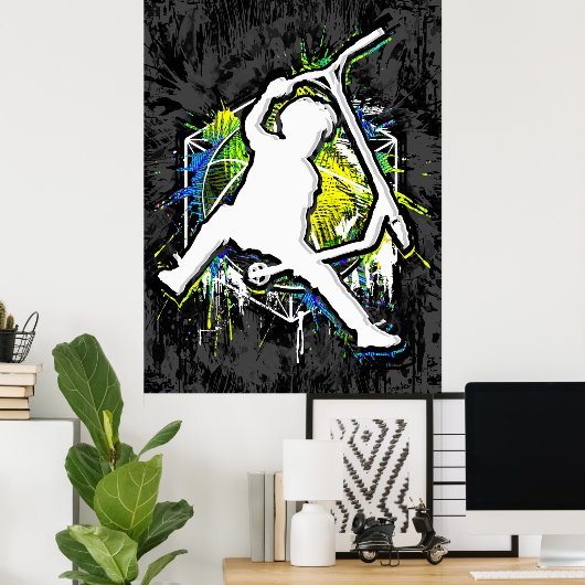 Retro Scooter - Stuntscooter - Kick Stunt Scooter Poster (Thuiskantoor)