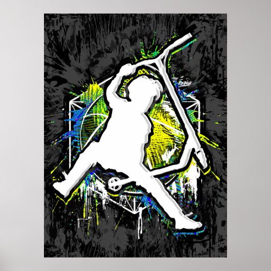 Retro Scooter - Stuntscooter - Kick Stunt Scooter Poster (Voorkant)