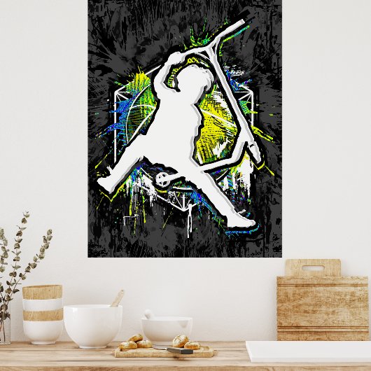 Retro Scooter - Stuntscooter - Kick Stunt Scooter Poster (Keuken)