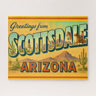 Retro Scottsdale Arizona 16x20 Postkaartpuzzel Legpuzzel