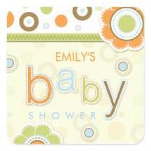 Retro Scrapbook Baby shower stickers