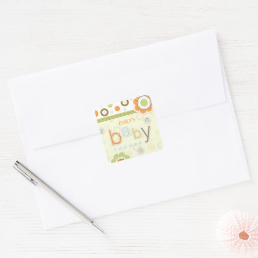 Retro Scrapbook Baby shower stickers (Envelop)