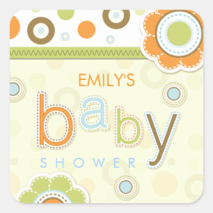 Retro Scrapbook Baby shower stickers