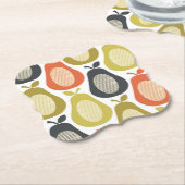 Retro Scribble Pears Patroon Kartonnen Onderzetters (Gekanteld)