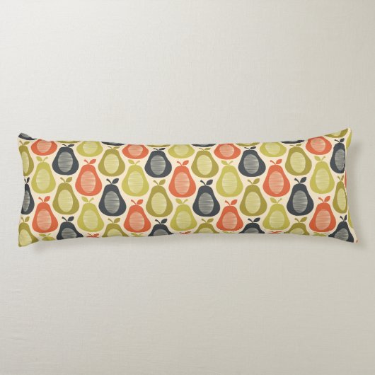Retro Scribble Pears Patroon Lichaamskussen (Achterkant)