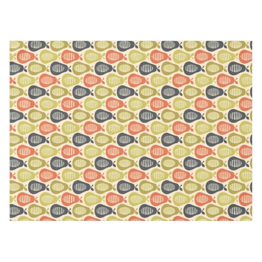 Retro Scribble Pears Patroon Tafelkleed (Voorkant (Horizontaal))