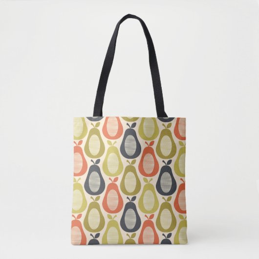 Retro Scribble Pears Patroon Tote Bag (Voorkant)