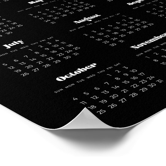 retro script 2025 Black Calendar Poster (Hoek)