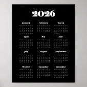 retro script 2025 Black Calendar Poster (Voorkant)