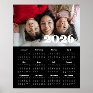  retro script 2025 Zwarte fotokalender Poster