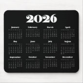  retro script 2025 Zwarte kalender Muismat (Voorkant)