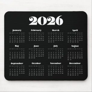  retro script 2025 Zwarte kalender Muismat