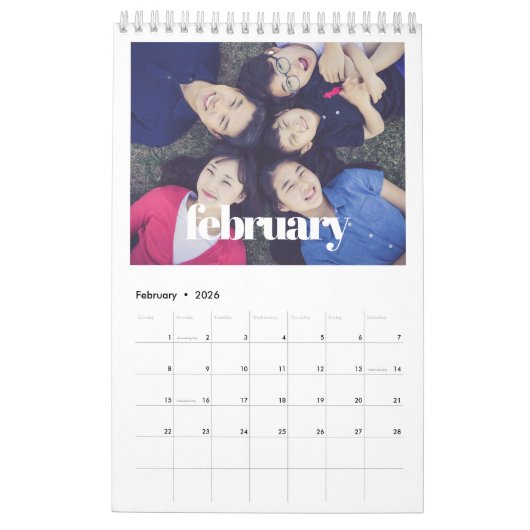 Retro script 2026 familiefoto kalender (Feb 2026)