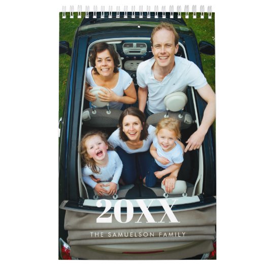 Retro script 2027 gezinsfoto kalender (Hoes)