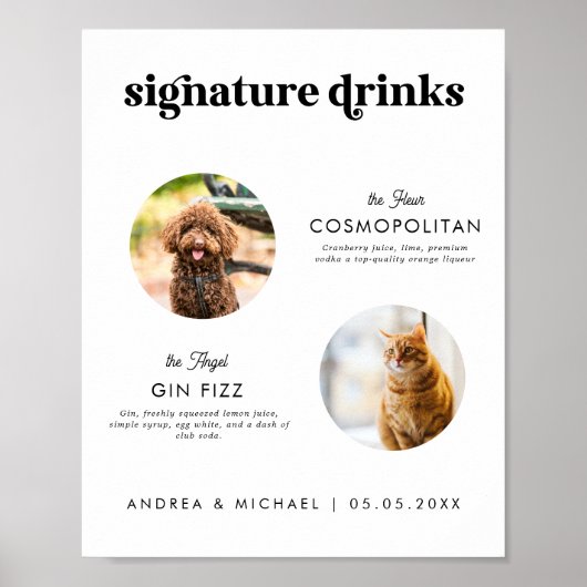 Retro Script 2 Huisdieren Handtekening Drinken Tro Poster (Voorkant)