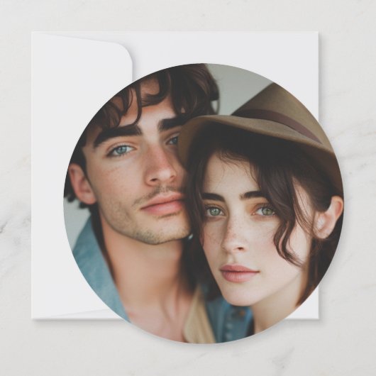 Retro Script Aangepaste Fotocirkel Ronde Bruiloft Save The Date (Achterkant)