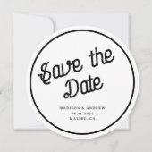Retro Script Aangepaste Fotocirkel Ronde Bruiloft Save The Date (Voorkant)