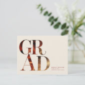 Retro Script Afstudeeraankondiging Middelbare Scho Briefkaart (Staand voorkant)