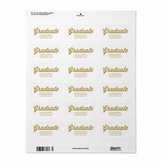 Retro Script | Afstudeeradreslabel Etiket (Full Sheet)