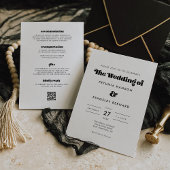 Retro Script Alles in één bruiloft Kaart