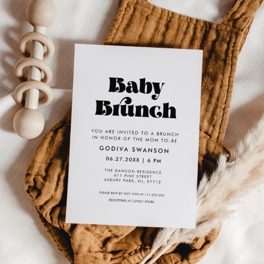 Retro Script Baby Brunch Kaart