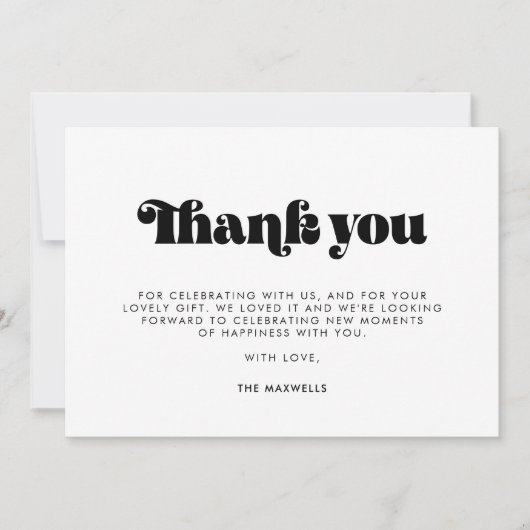 Retro Script-Baby shower Bedankkaart (Voorkant)